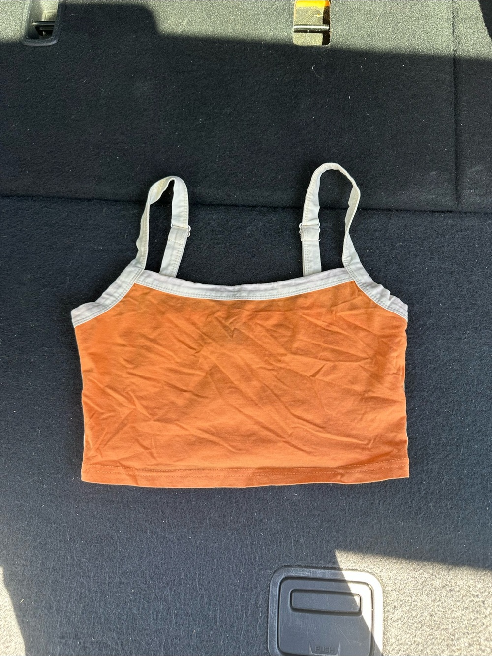 SHEIN Orange Cropped Tank with Cream Trim